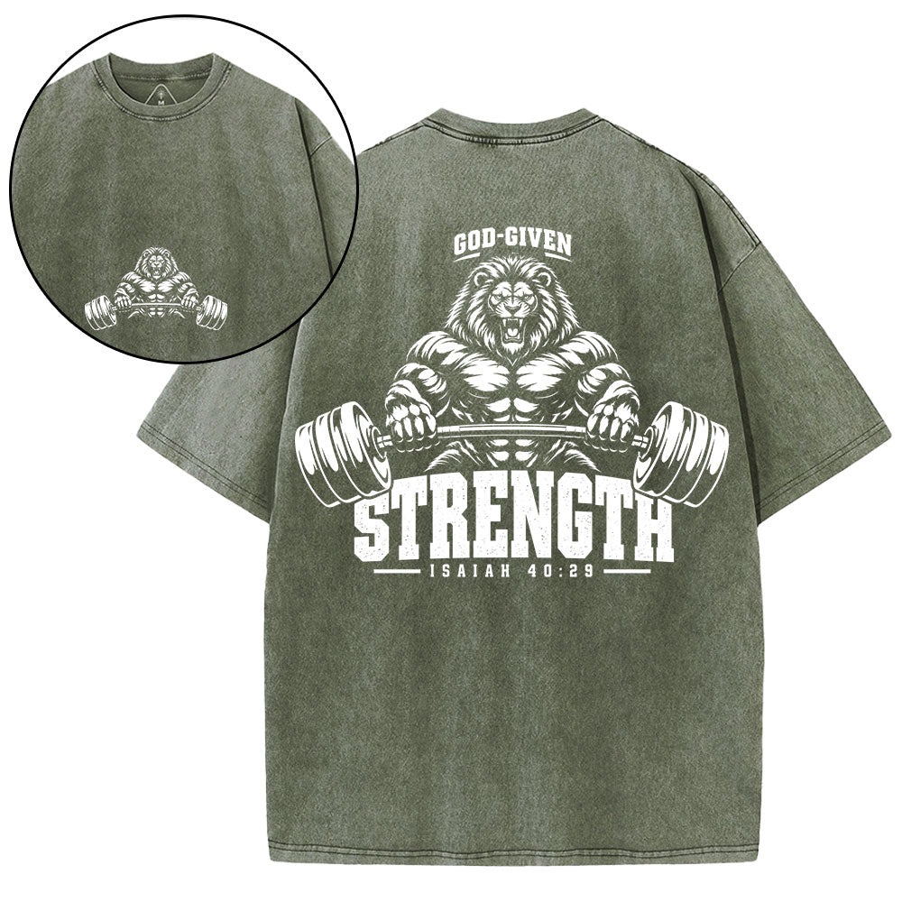 God-Given Strength Christian Washed T-Shirt