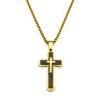 Men's 3-Layer Stainless Steel Cross Pendant Necklace | Modern Layered Hip-Hop Streetwear Jewelry with 24" Chain
