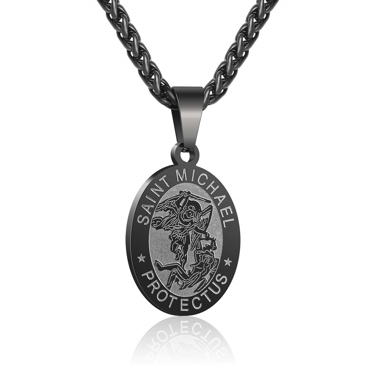 Unisex Stainless Steel Double-Sided Religious Saint Medal Pendant Necklace |   Vintage Virgin Mary & Saint Benedict Protection Amulet Jewelry