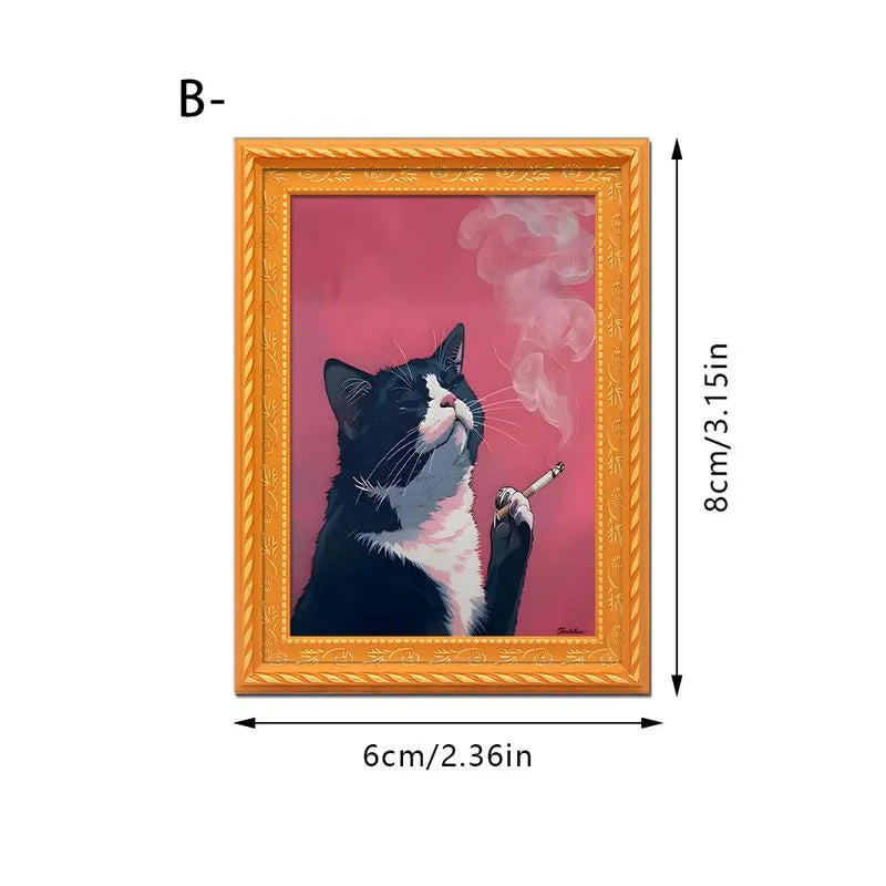 🔥Aimant de réfrigérateur chat drôle - Cadre d'art vintage