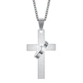 Men's 304 Stainless Steel Cross Pendant Necklace with Ring Accent | Engraved Lord's Prayer Christian Jewelry with Cable Chain
