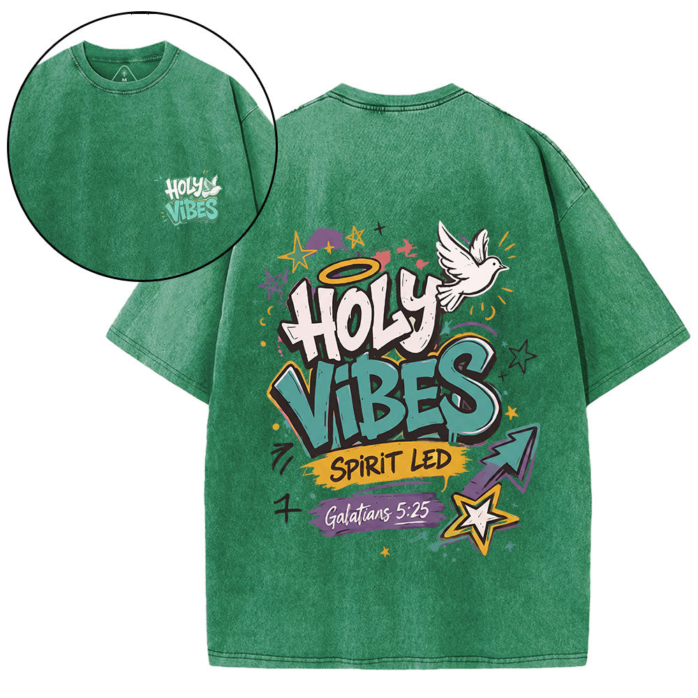 Holy Vibes Spirit Led Christian Washed T-Shirt