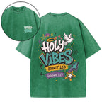 Holy Vibes Spirit Led Christian Washed T-Shirt