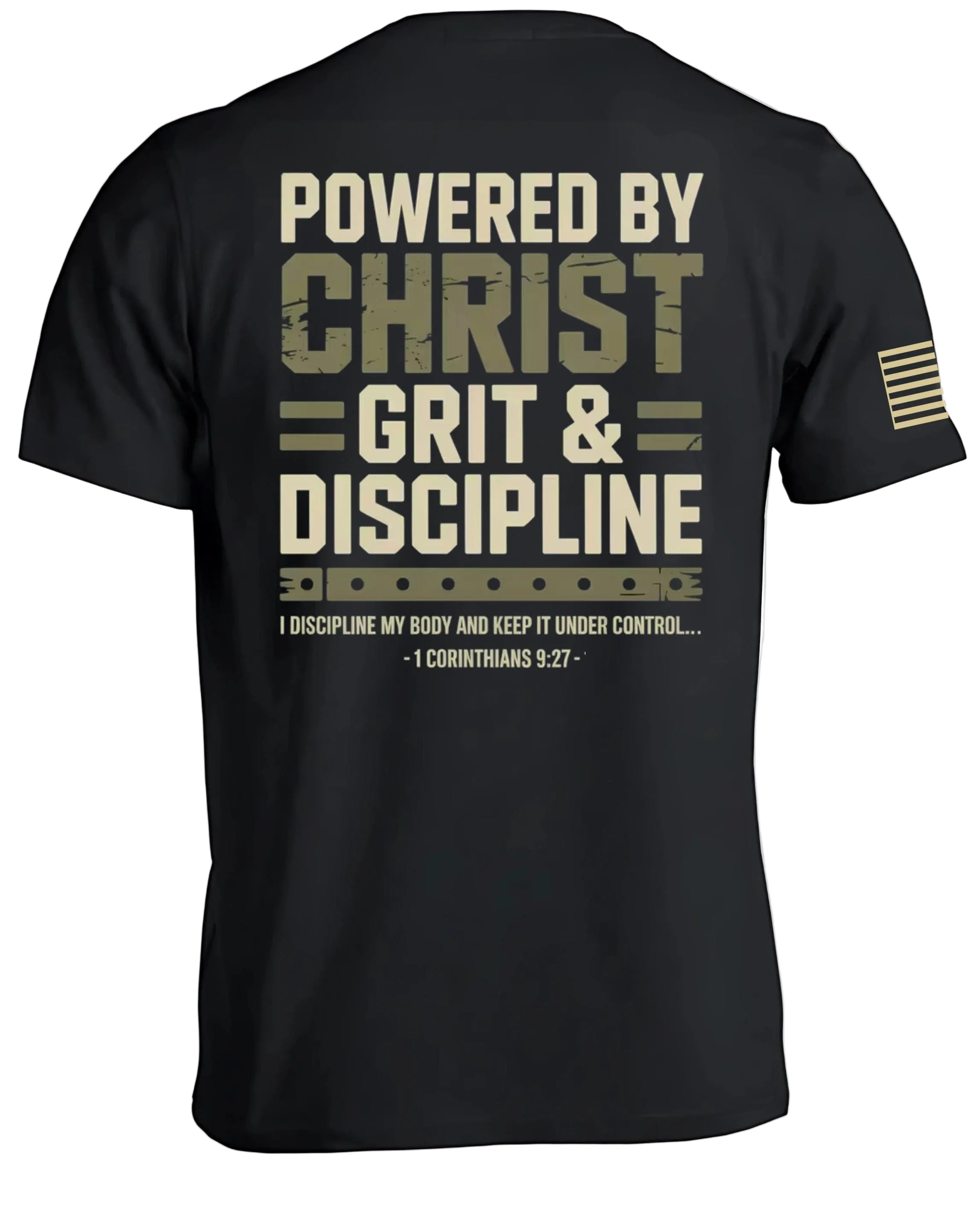 T-Shirt: Angetrieben durch Christus, Biss & Disziplin