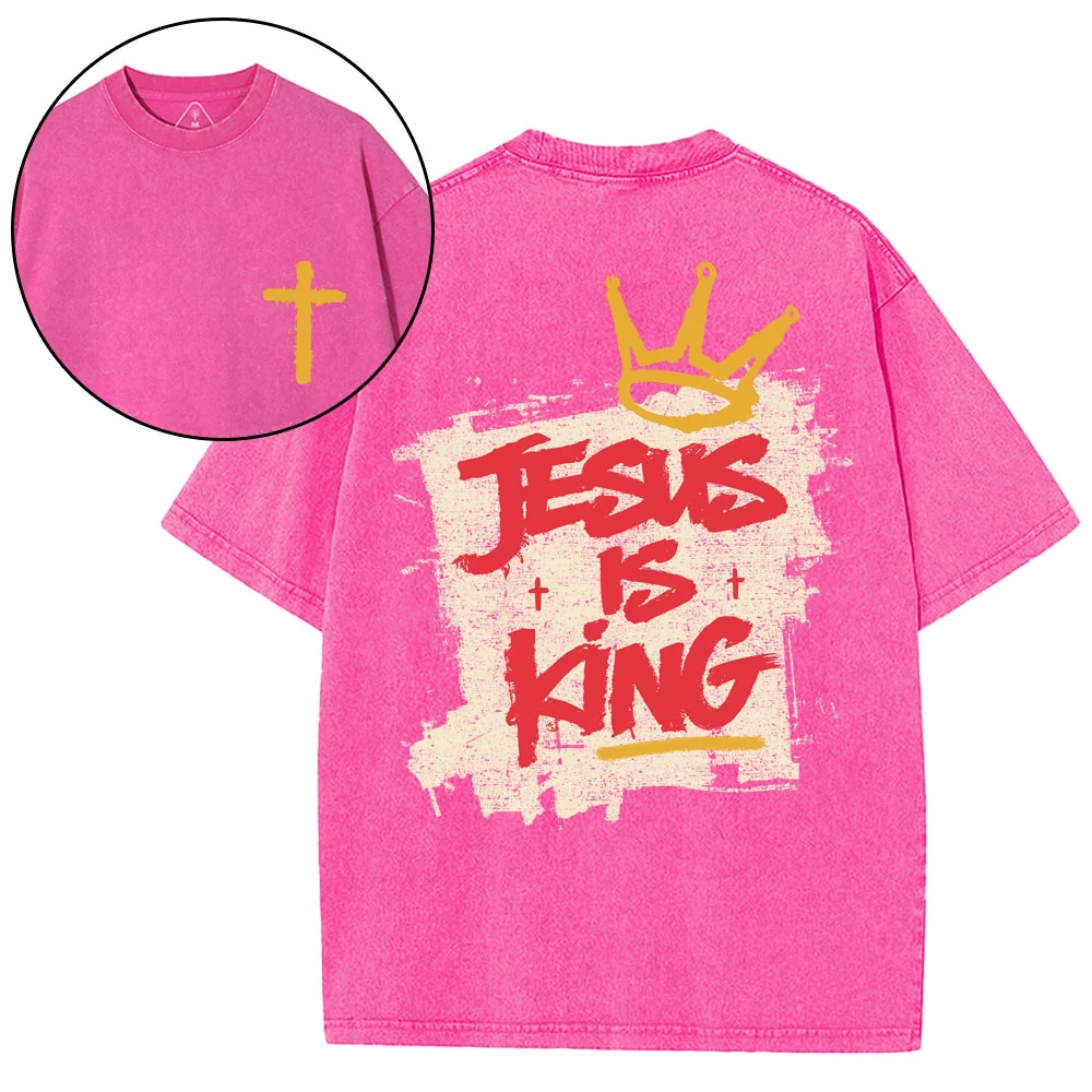 Jesus Is King Christian Washed T-Shirt