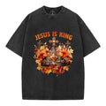 Jesus Is King Autumn Faith Christian Washed T-Shirt