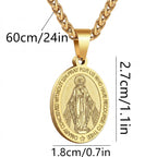 Unisex Stainless Steel Double-Sided Religious Saint Medal Pendant Necklace |   Vintage Virgin Mary & Saint Benedict Protection Amulet Jewelry