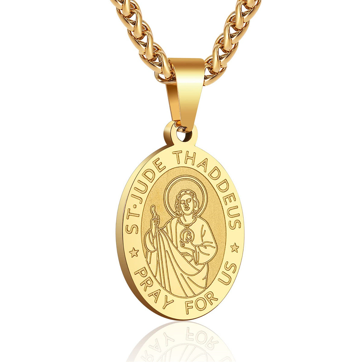 Unisex Stainless Steel Double-Sided Religious Saint Medal Pendant Necklace |   Vintage Virgin Mary & Saint Benedict Protection Amulet Jewelry