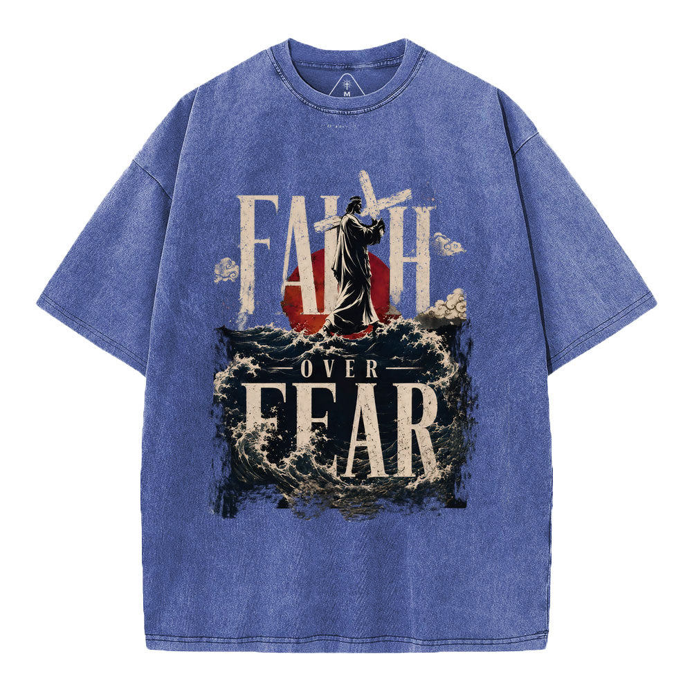 Faith Over Fear Christian Washed T-Shirt