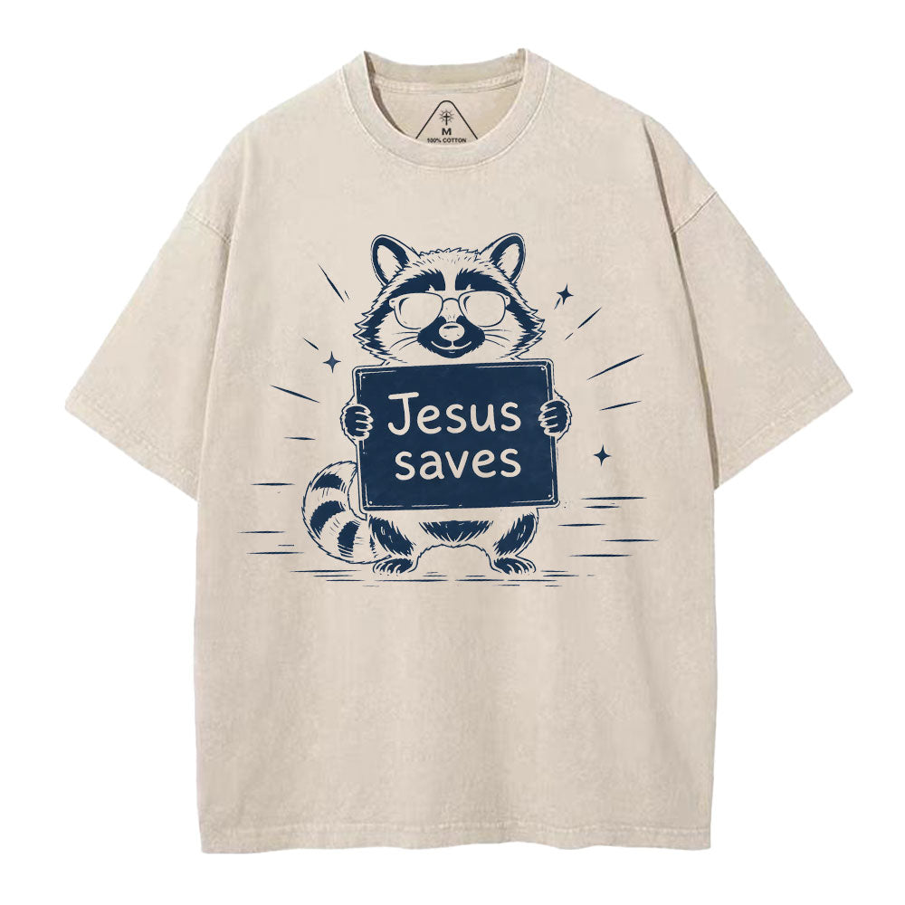 Jesus Saves Christian Washed T-Shirt