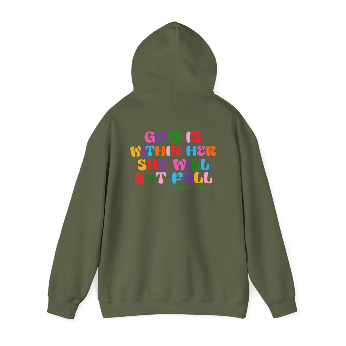 God is Within Her, She will not fall - Front And Back Printed Hoodie
