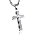 Men's Vintage 3-Layer Stainless Steel Cross Pendant Necklace | Classic Gothic Religious Jewelry for Men