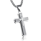 Men's Vintage 3-Layer Stainless Steel Cross Pendant Necklace | Classic Gothic Religious Jewelry for Men
