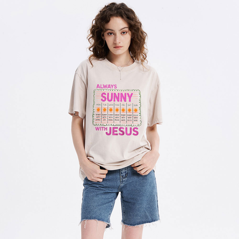 Always Sunny With Jesus Christian Washed T-Shirt