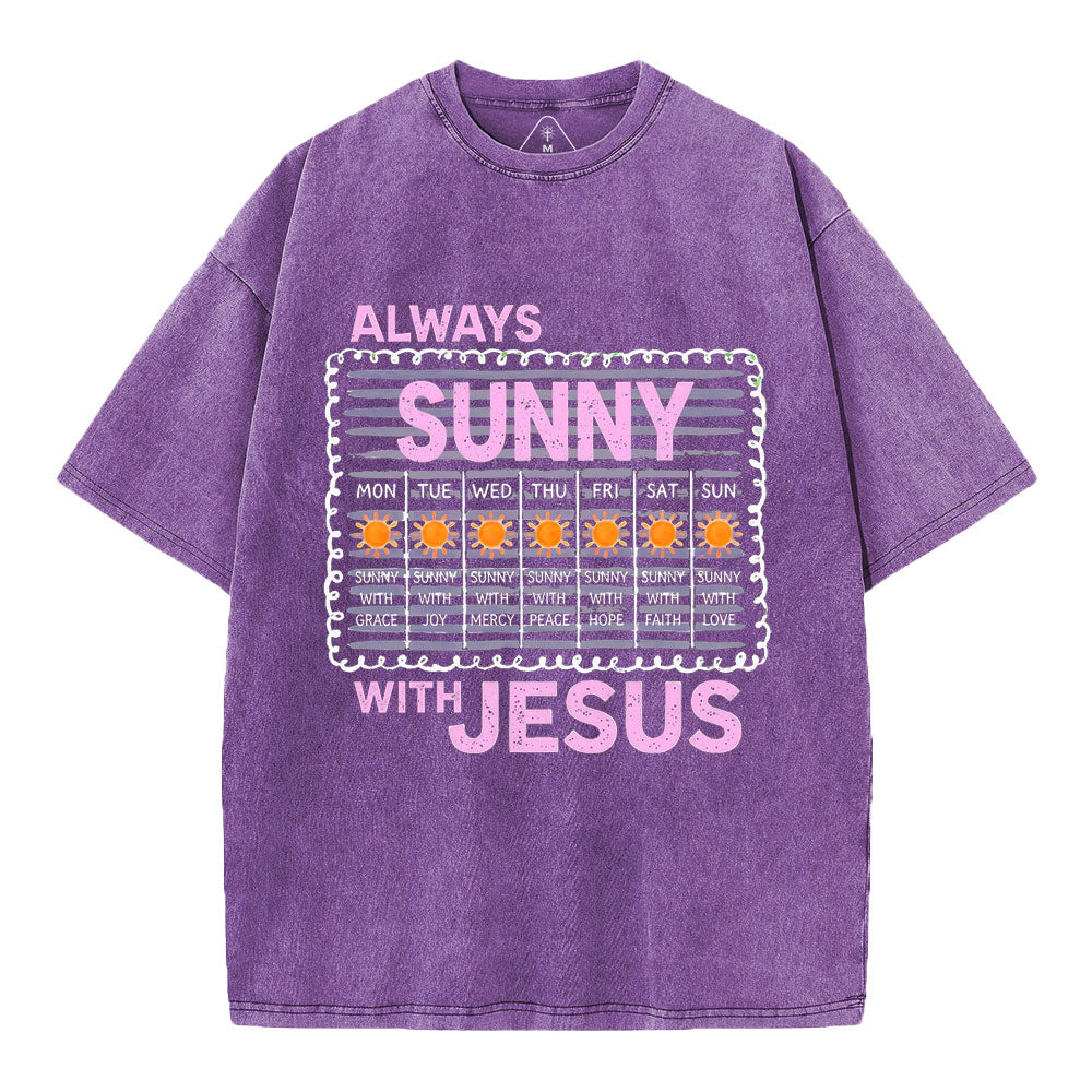 Always Sunny With Jesus Christian Washed T-Shirt