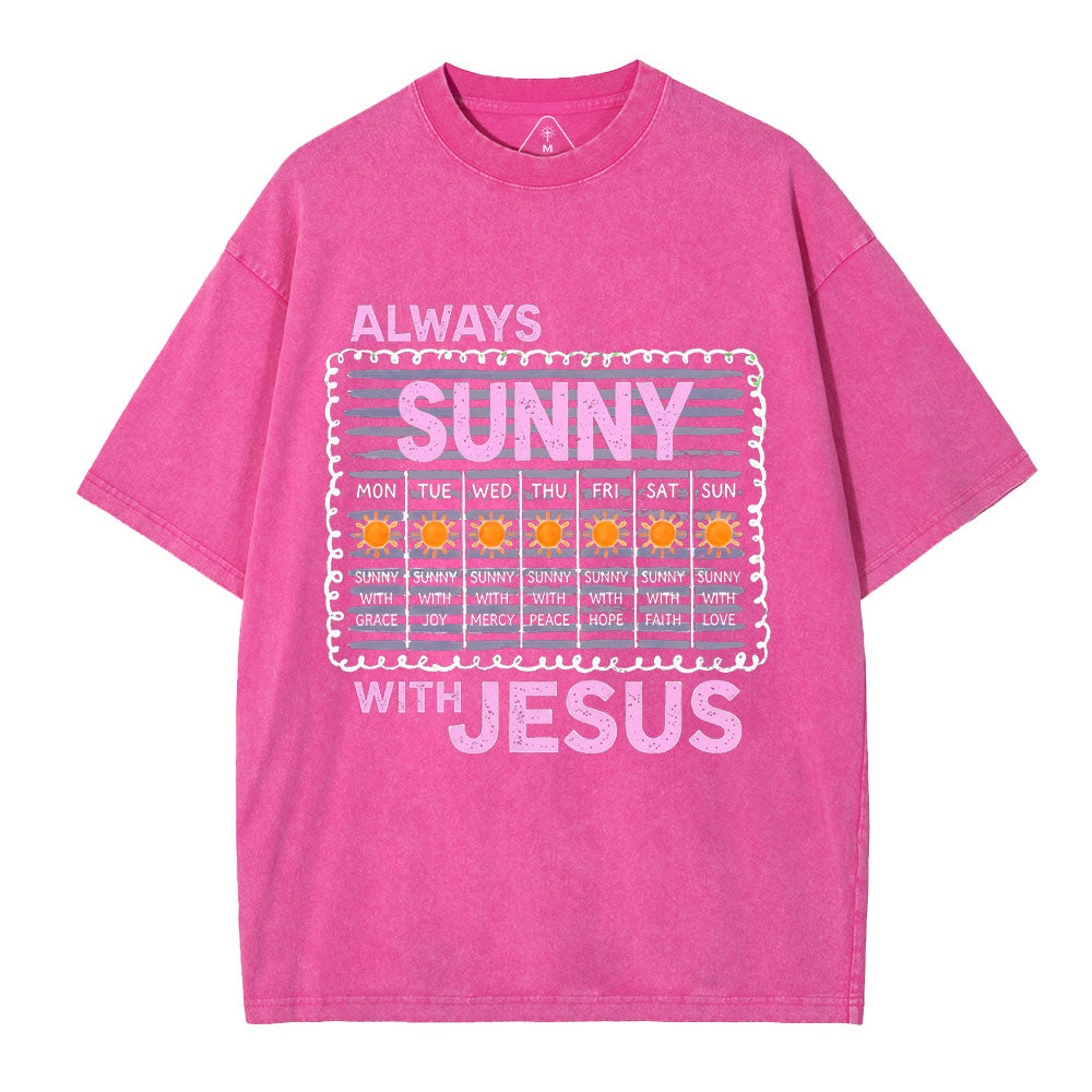 Always Sunny With Jesus Christian Washed T-Shirt
