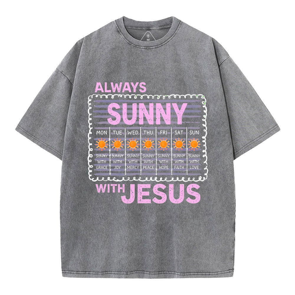Always Sunny With Jesus Christian Washed T-Shirt