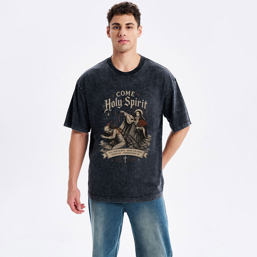 Come Holy Spirit Christian Washed T-Shirt