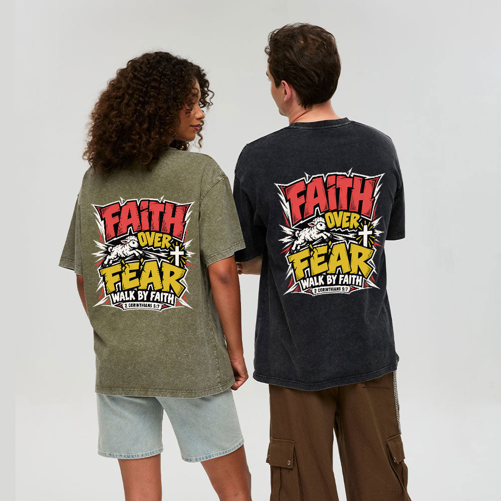 Faith Over Fear Christian Washed T-Shirt