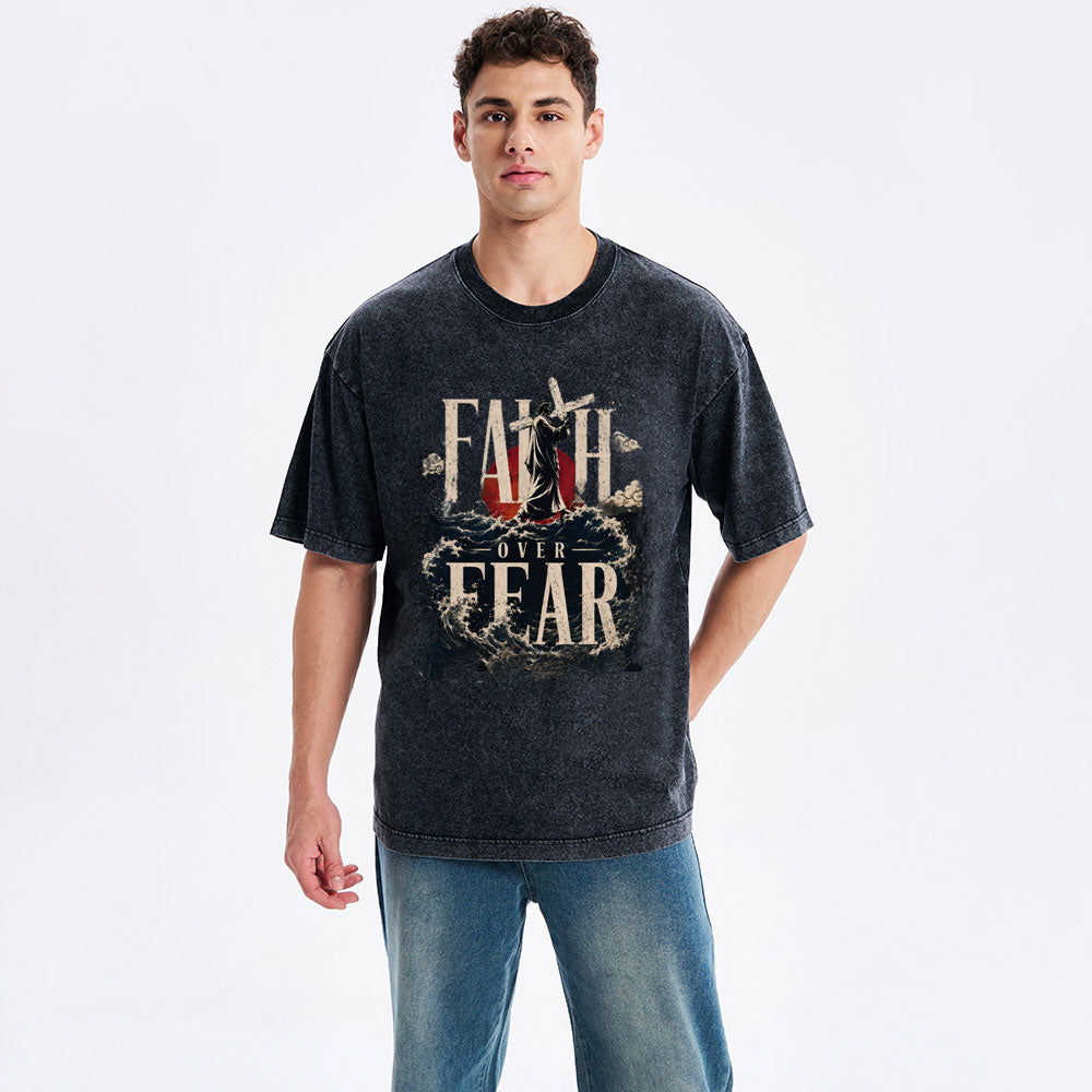 Faith Over Fear Christian Washed T-Shirt