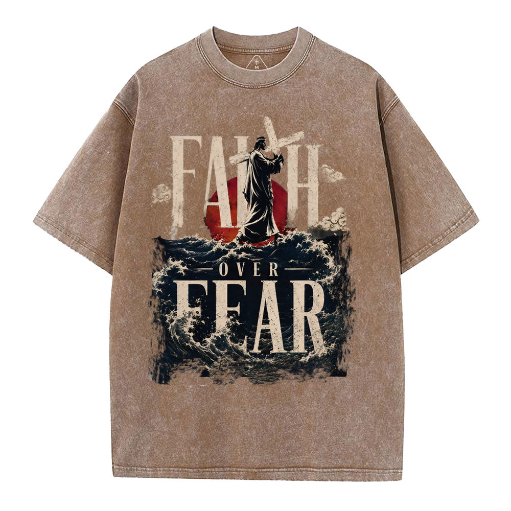 Faith Over Fear Christian Washed T-Shirt