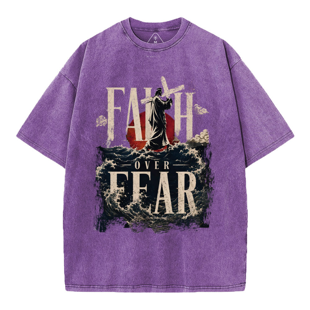 Faith Over Fear Christian Washed T-Shirt
