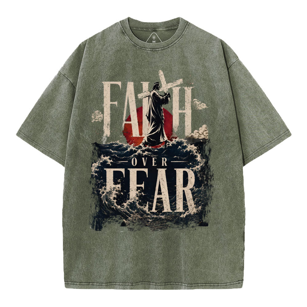 Faith Over Fear Christian Washed T-Shirt