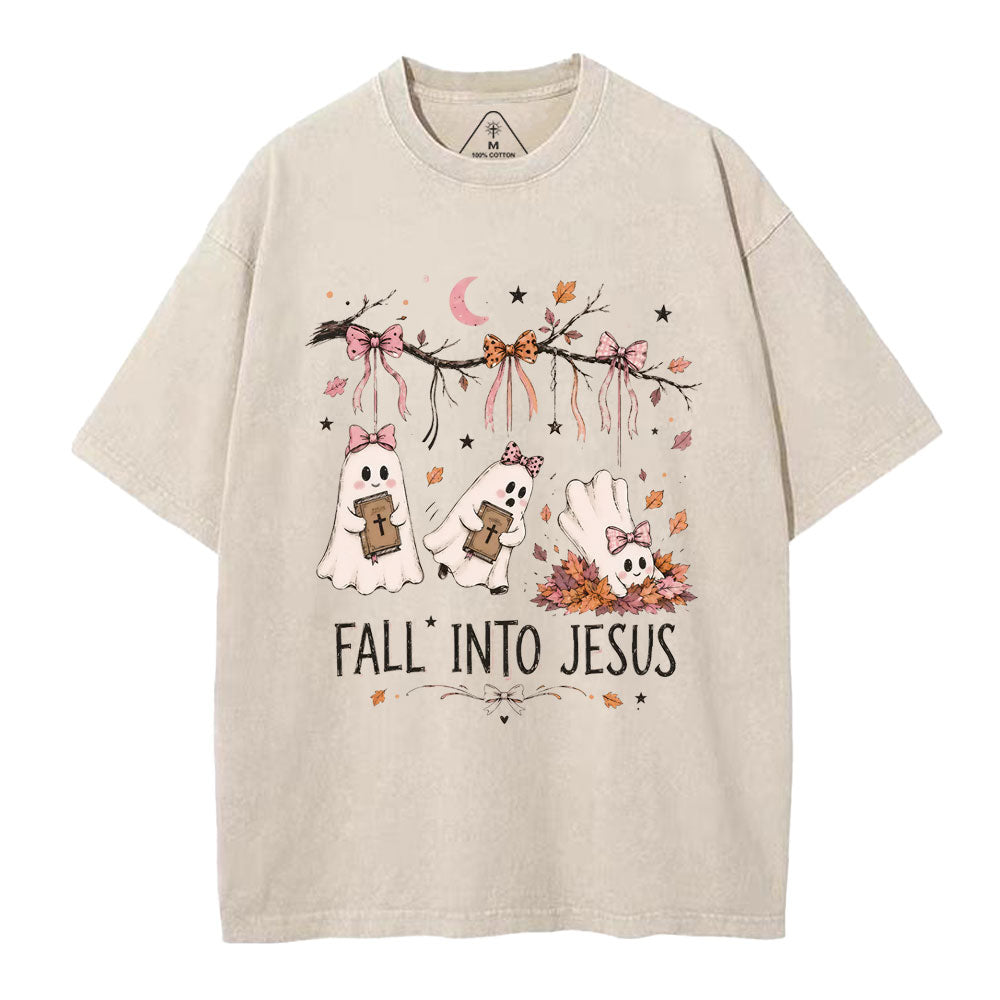 Fall Into Jesus Christian Washed T-Shirt