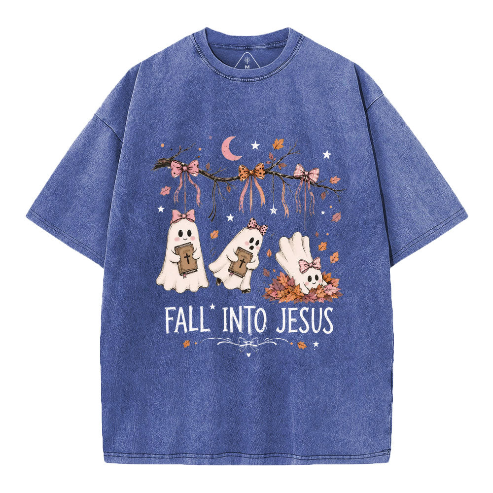 Fall Into Jesus Christian Washed T-Shirt