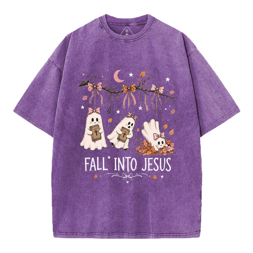 Fall Into Jesus Christian Washed T-Shirt