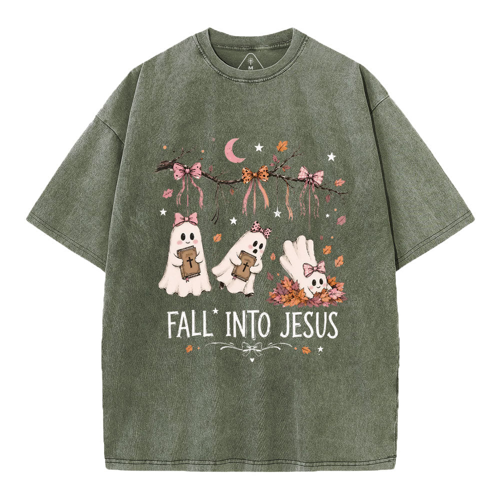 Fall Into Jesus Christian Washed T-Shirt