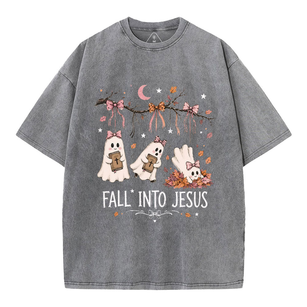 Fall Into Jesus Christian Washed T-Shirt
