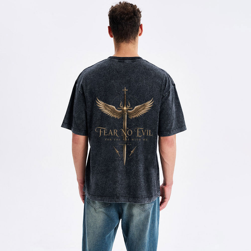 Fear No Evil For You Are With Me Christian Washed T-Shirt