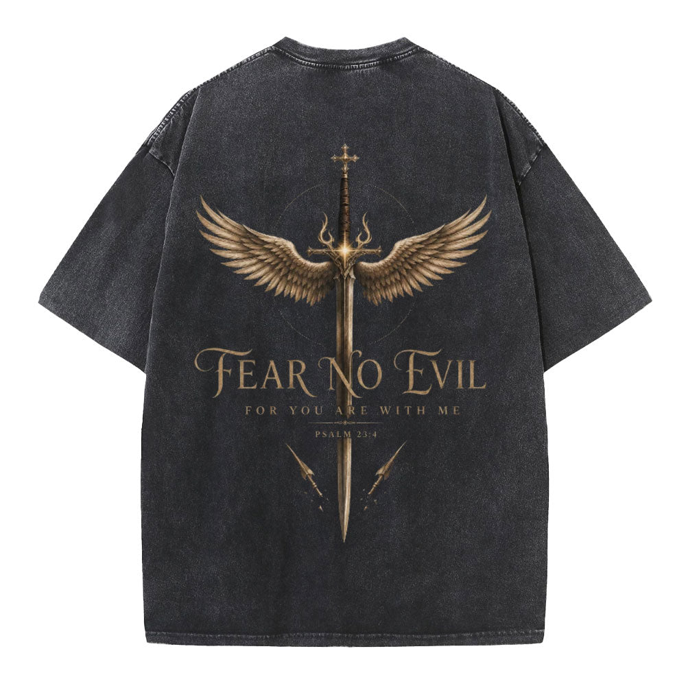 Fear No Evil For You Are With Me Christian Washed T-Shirt