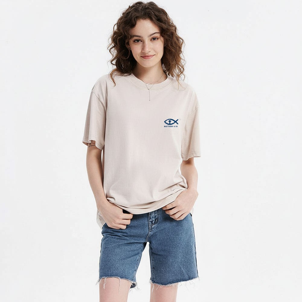 Follow Me Fishers Of Men Christian Washed T-Shirt
