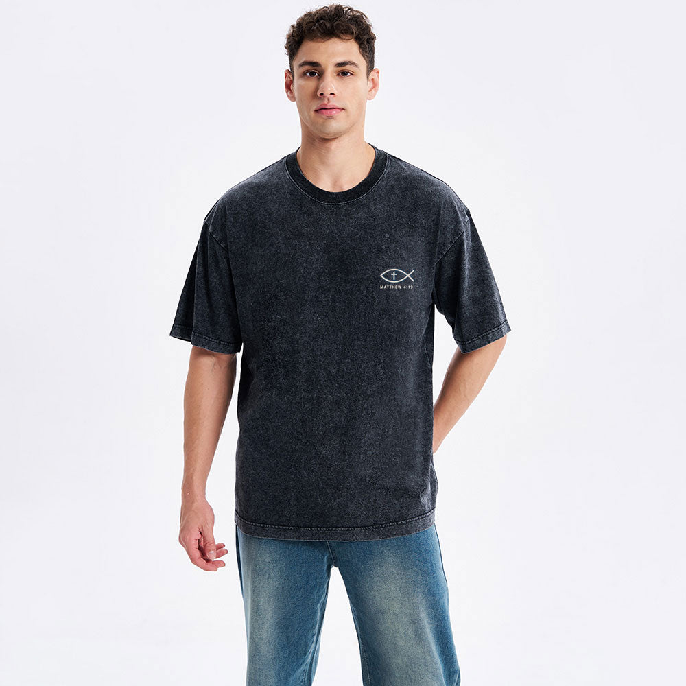 Follow Me Fishers Of Men Christian Washed T-Shirt