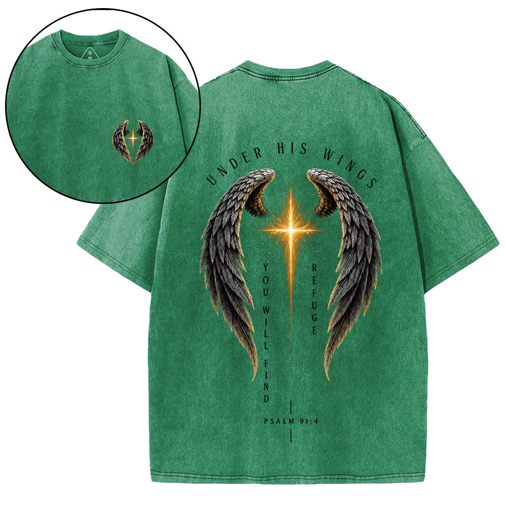 Under His Wings Christian Washed T-Shirt