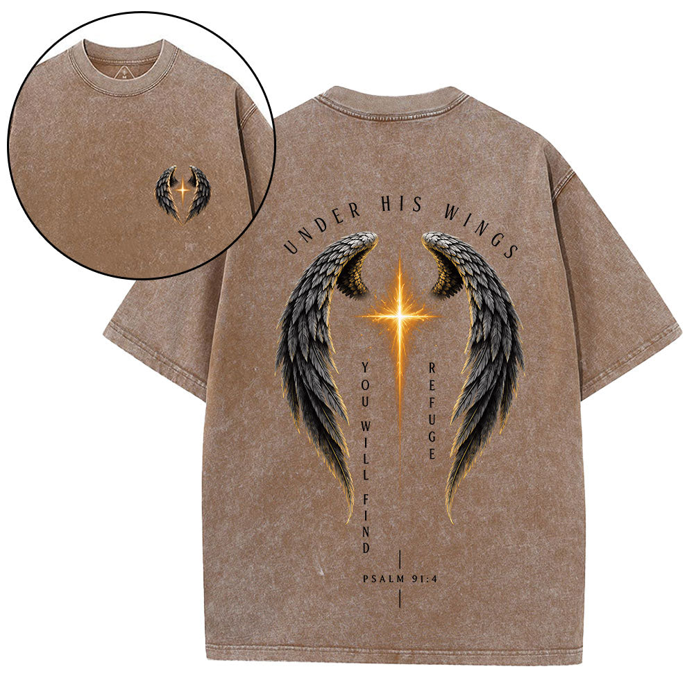 Under His Wings Christian Washed T-Shirt