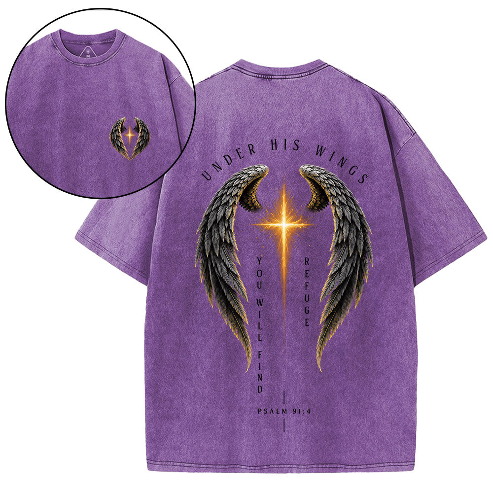 Under His Wings Christian Washed T-Shirt