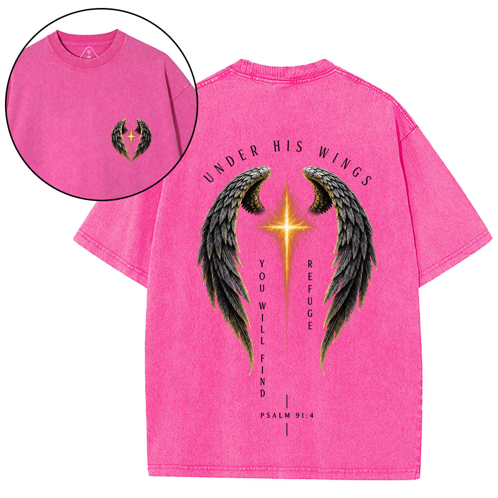 Under His Wings Christian Washed T-Shirt
