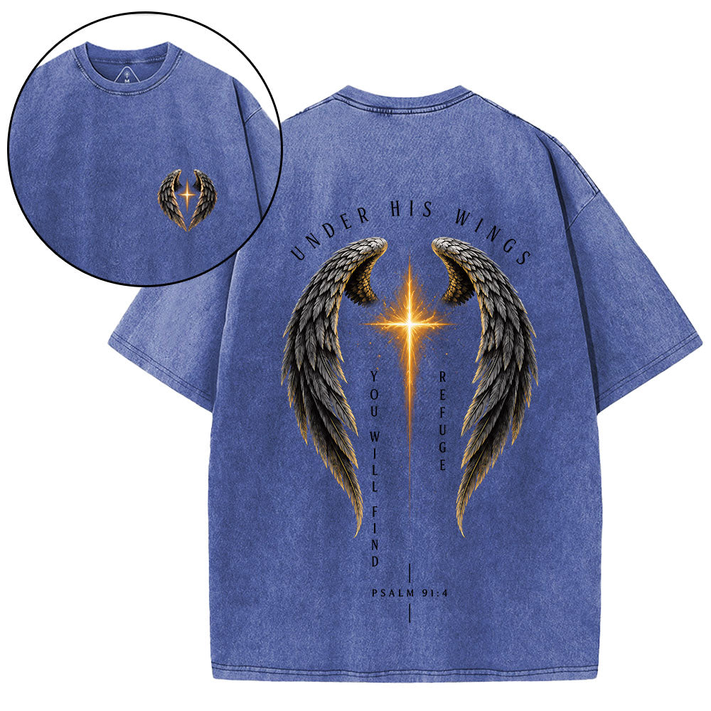 Under His Wings Christian Washed T-Shirt
