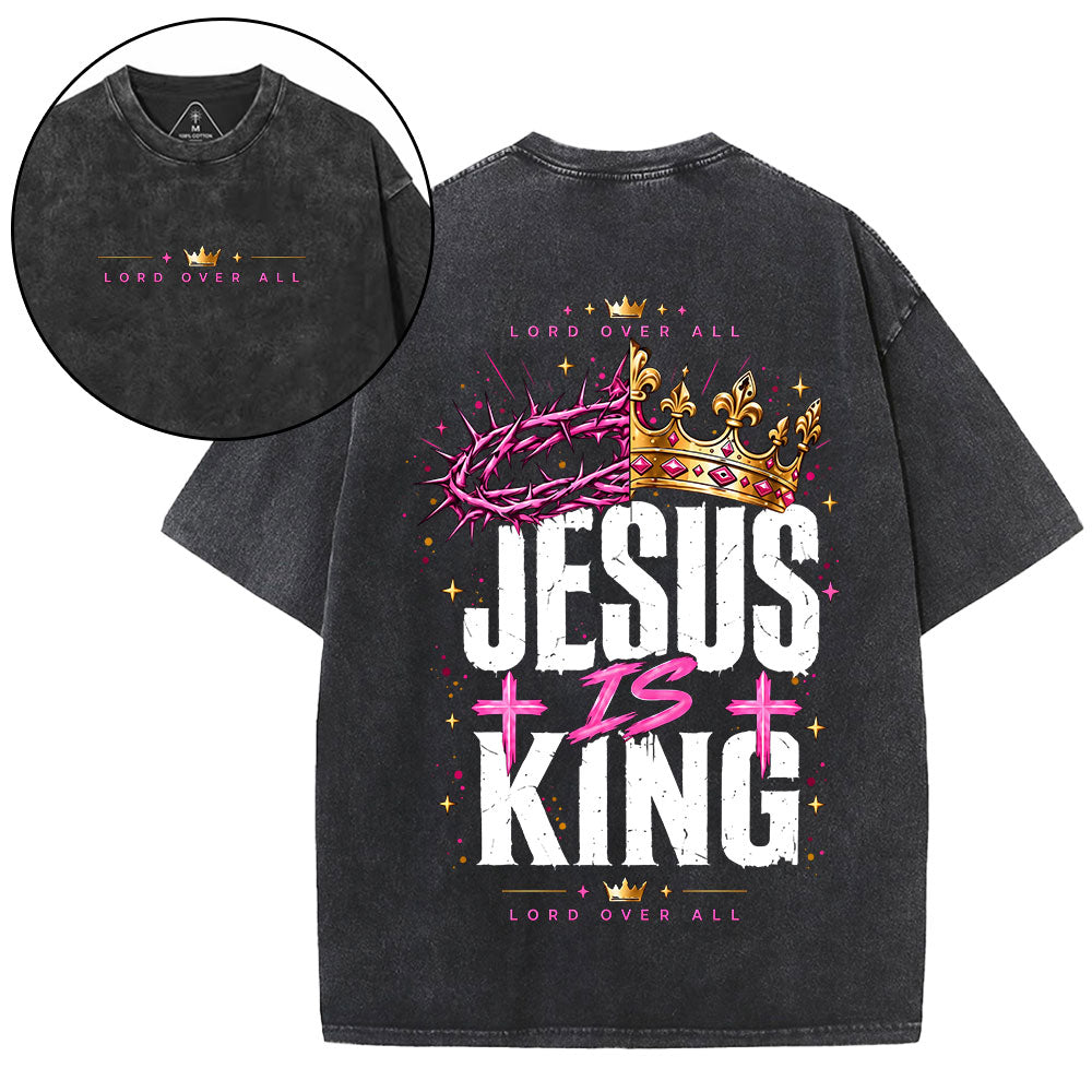 Jesus Is King Christian Washed T-Shirt