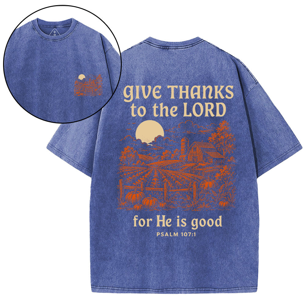 Give Thanks To The Lord Christian Washed T-Shirt