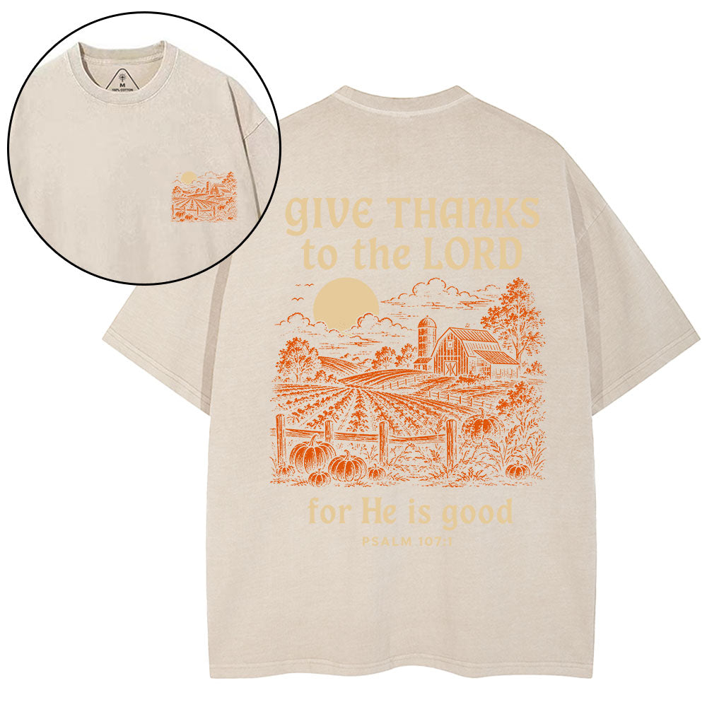 Give Thanks To The Lord Christian Washed T-Shirt