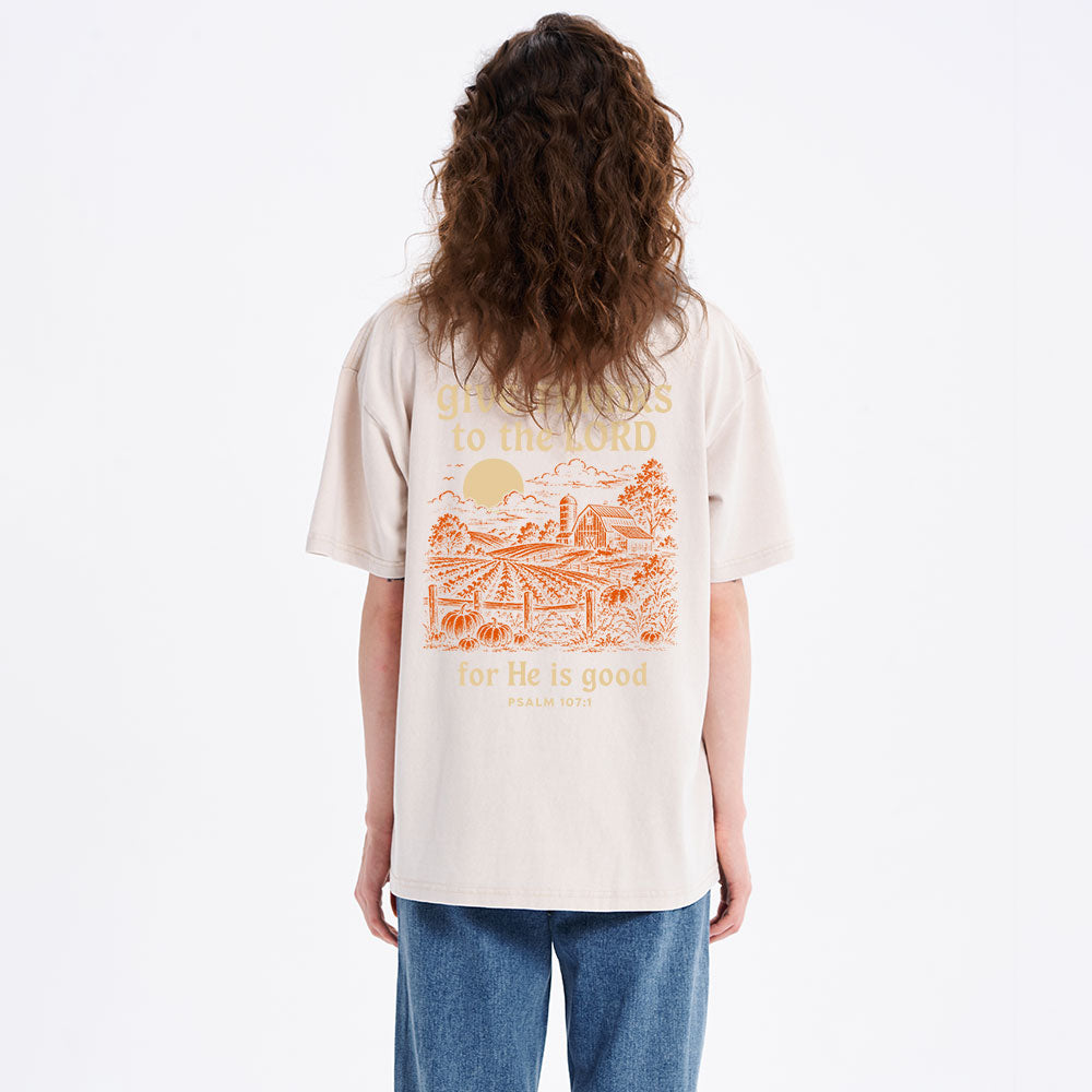 Give Thanks To The Lord Christian Washed T-Shirt