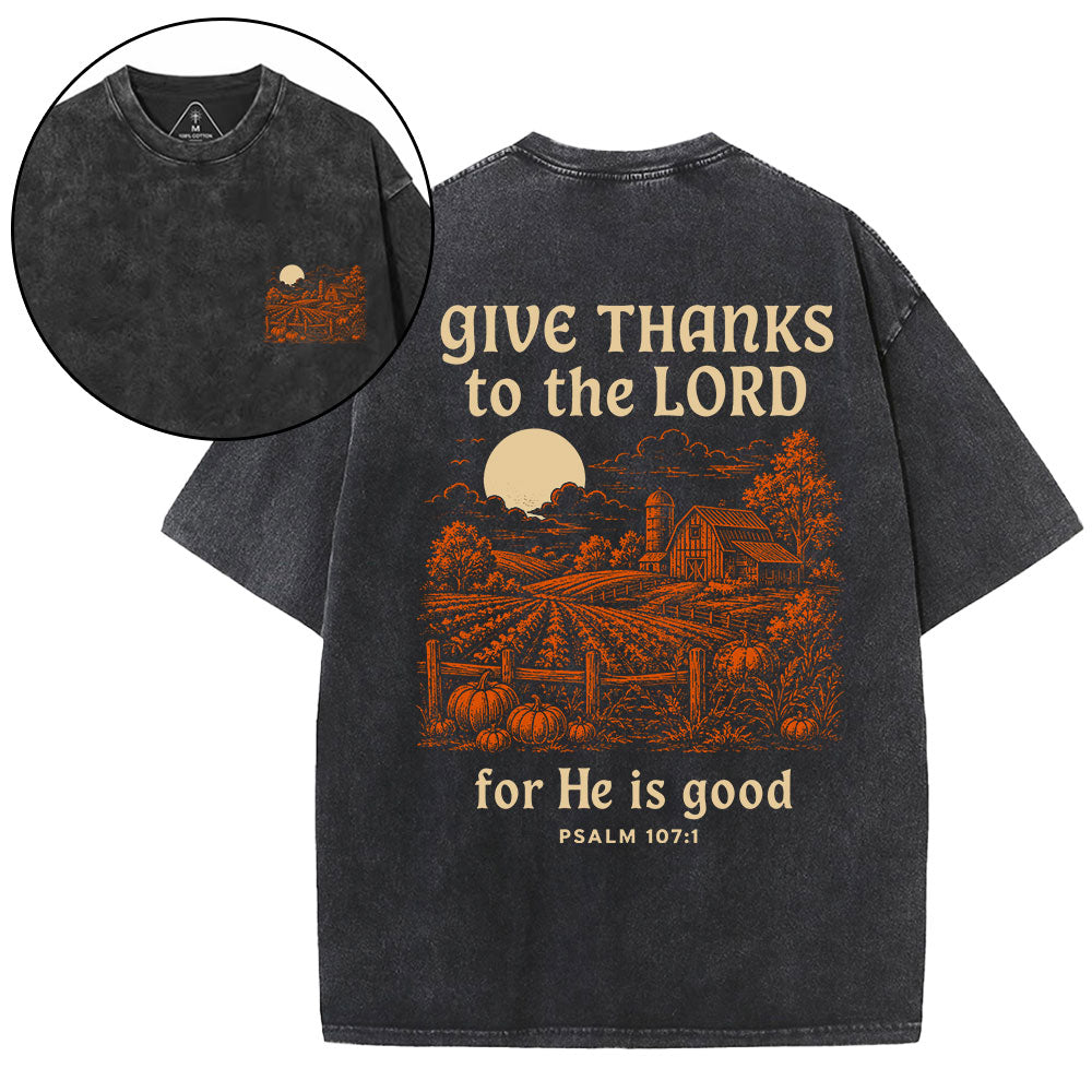 Give Thanks To The Lord Christian Washed T-Shirt