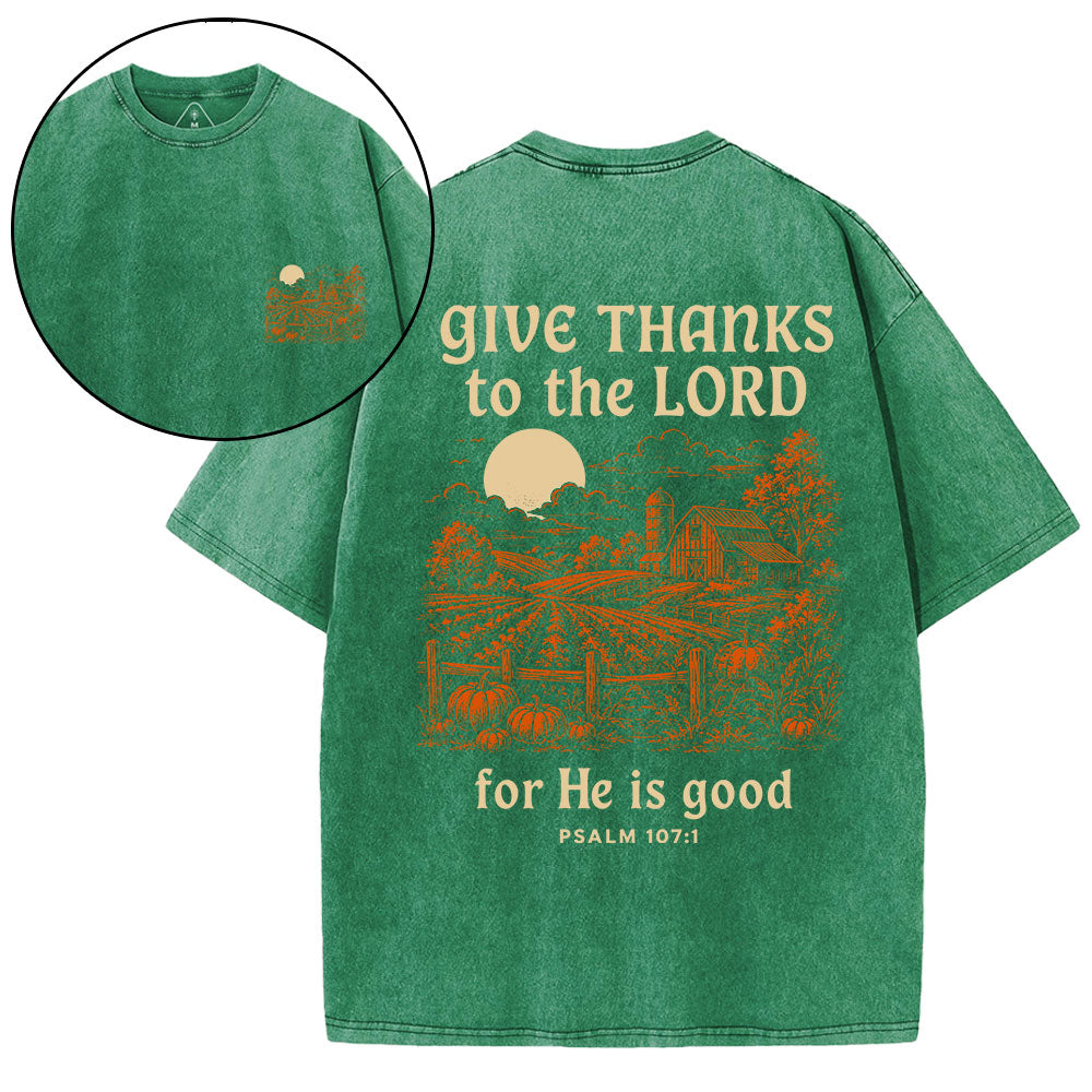 Give Thanks To The Lord Christian Washed T-Shirt