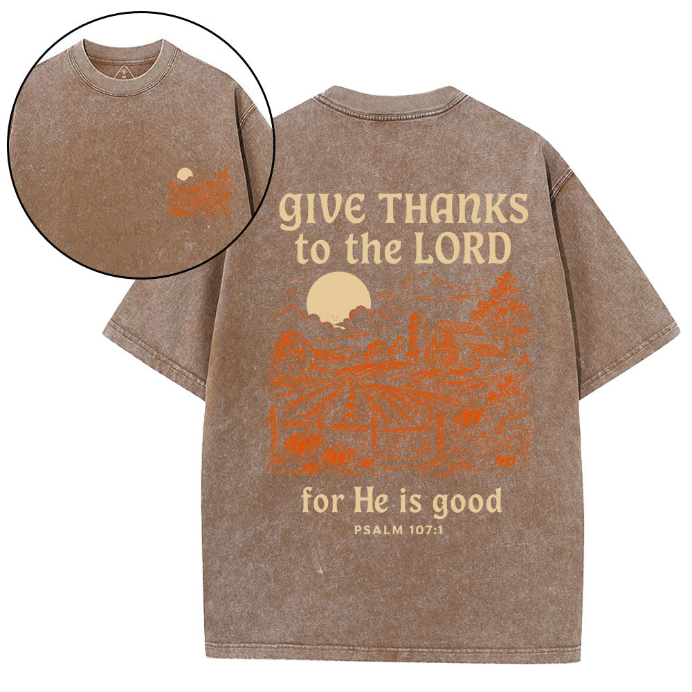 Give Thanks To The Lord Christian Washed T-Shirt