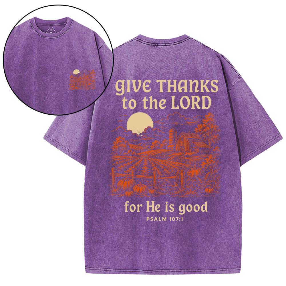 Give Thanks To The Lord Christian Washed T-Shirt