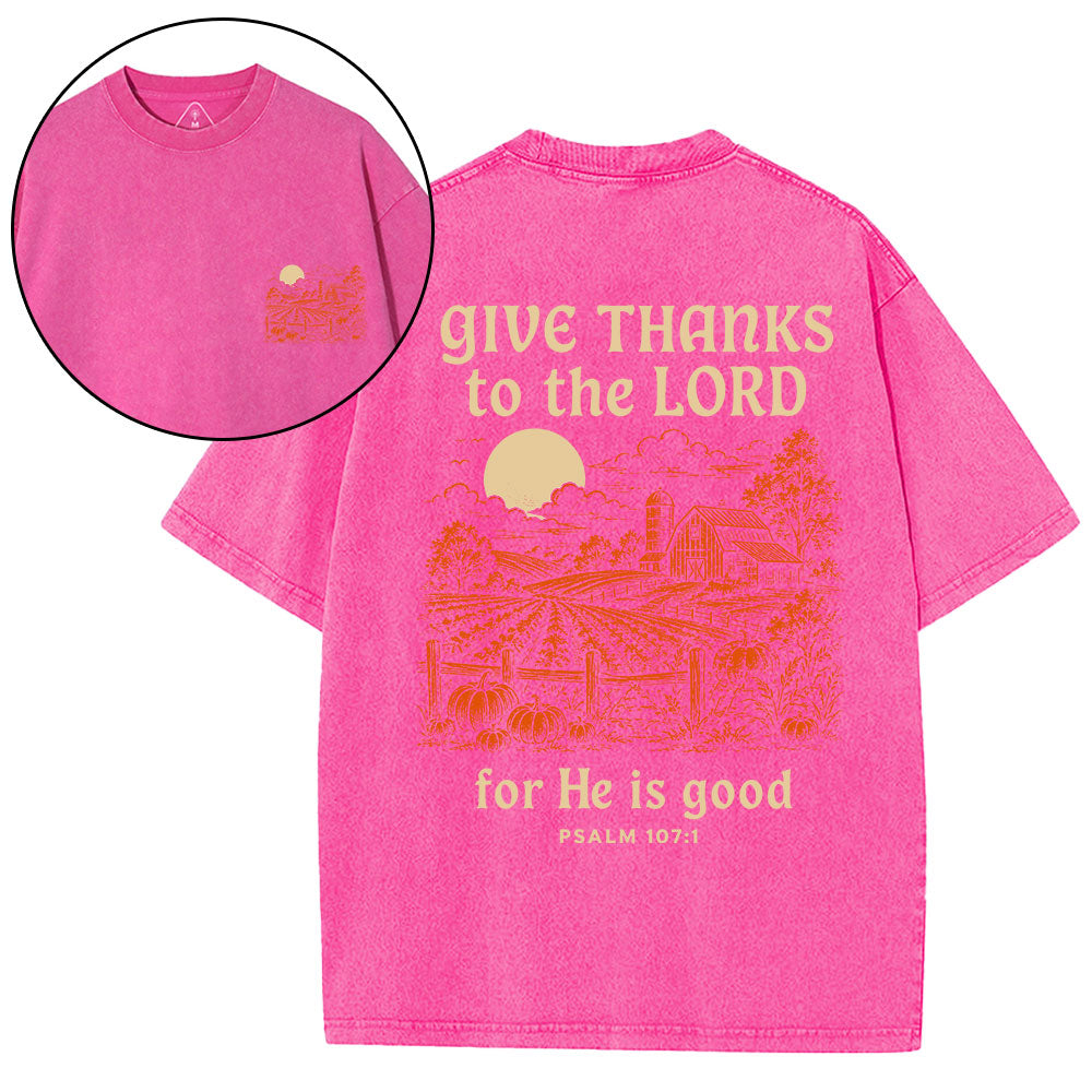 Give Thanks To The Lord Christian Washed T-Shirt